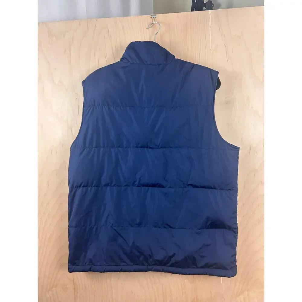 Lands’ End‎ Men’s Blue Down Puffer Vest Size L Full Zip Cold Weather